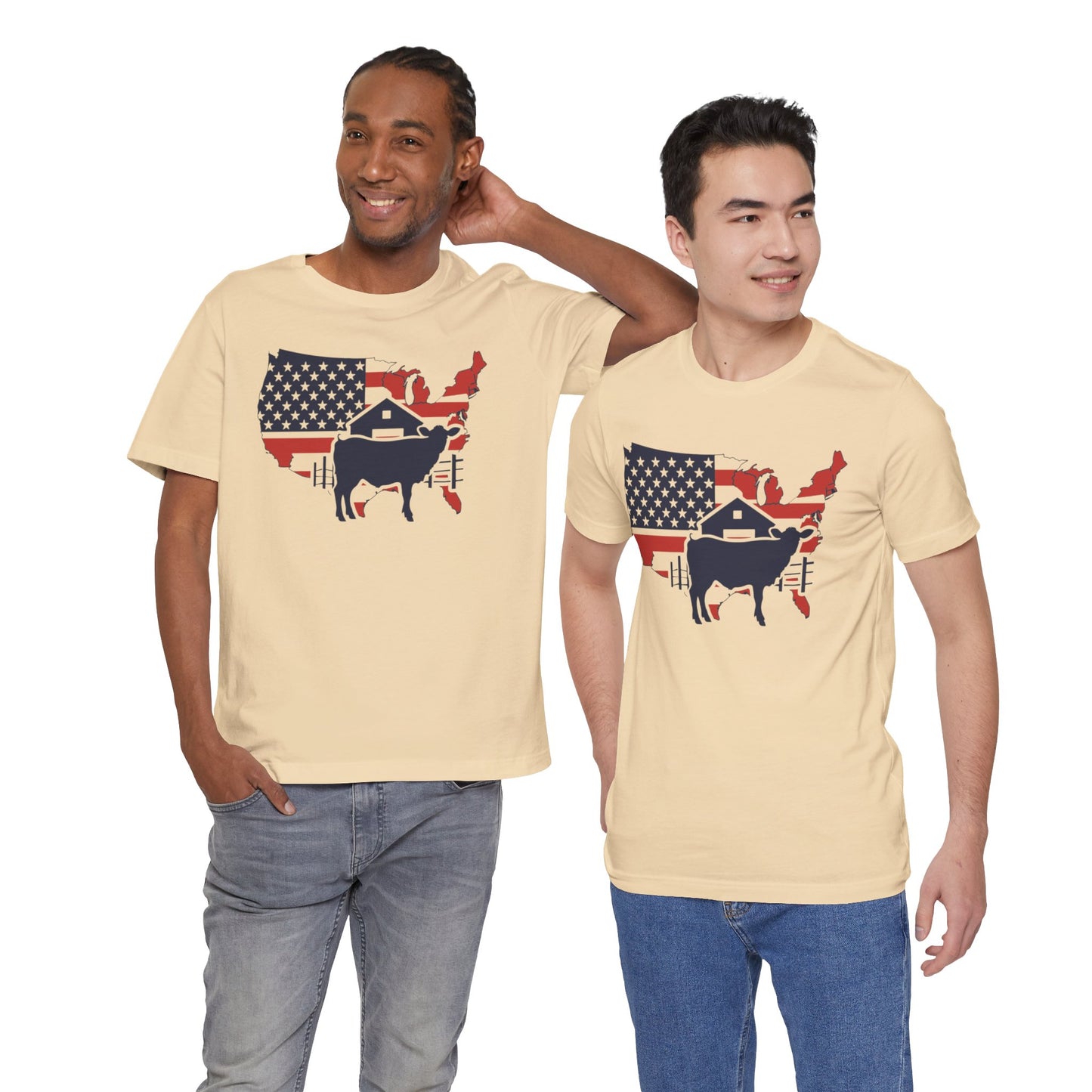 Red White and Blue Farmer Graphic, Unisex Jersey Short Sleeve Tee