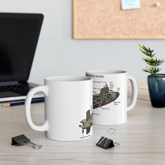 Submarine Design Ceramic Mug, How Submarines Work Gift, Nautical Coffee Cup, Marine Science Mug, Ocean Lover's Gift