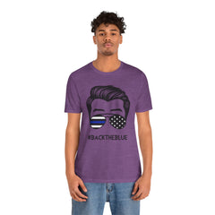 BACK THE BLUE Dad with Glasses, Graphic Unisex Short Sleeve Tee