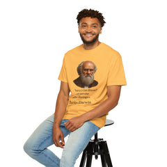Darwin Coffee Funny T-Shirt — "Survival of the Fittest? I Barely Survive Coffee Shortages."