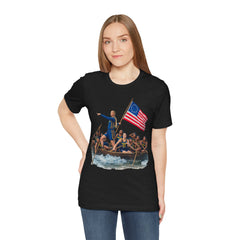 Historical Fever Patriot T‑Shirt — Revolutionary Flag Rowboat Design
