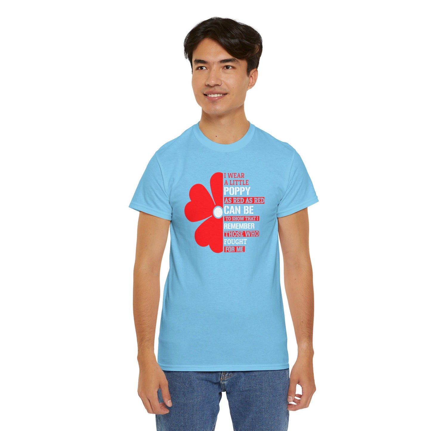 Memorial Day Poppy Tee, For Those Who Fought For Me, Unisex Cotton Tee