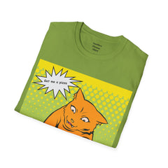GET ME A PIZZA Cat Pop Art Unisex Softstyle T Shirt  For the Feline or Pizza Lover in all of us.