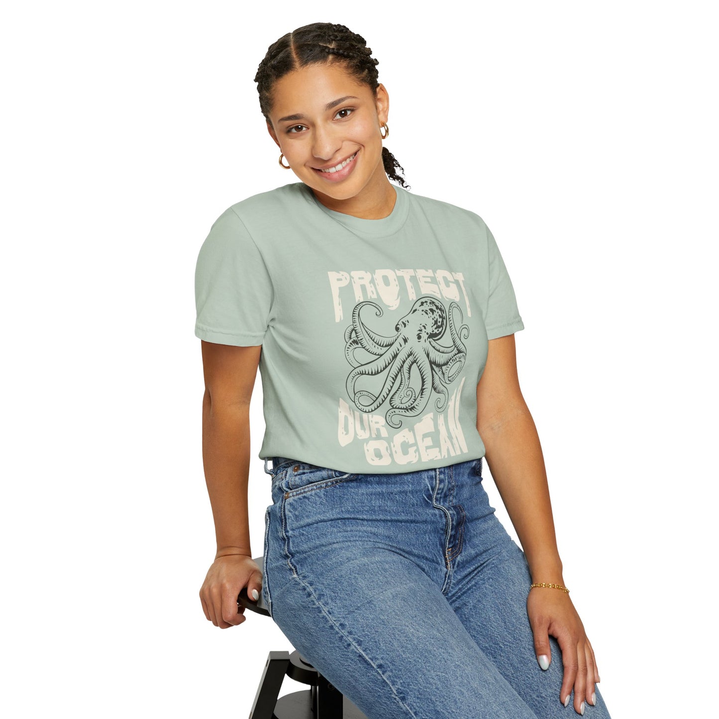 Octopus, Protect Our Ocean -  Graphic Unisex Garment-Dyed T-shirt