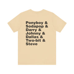 The Outsiders Shirt, Front and Back Images, Greasers Characters Shirt, Unisex Jersey Short Sleeve Tee