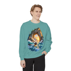 Adventure Kayak Sweatshirt — Comfort Colors Sunset Sea Arch Graphic