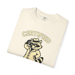 Certified Shenanigans Specialist T-Shirt | Funny Unisex Tee, Casual Wear, Gift for Raccoon Lovers, Cute Animal Shirt, Quirky Apparel
