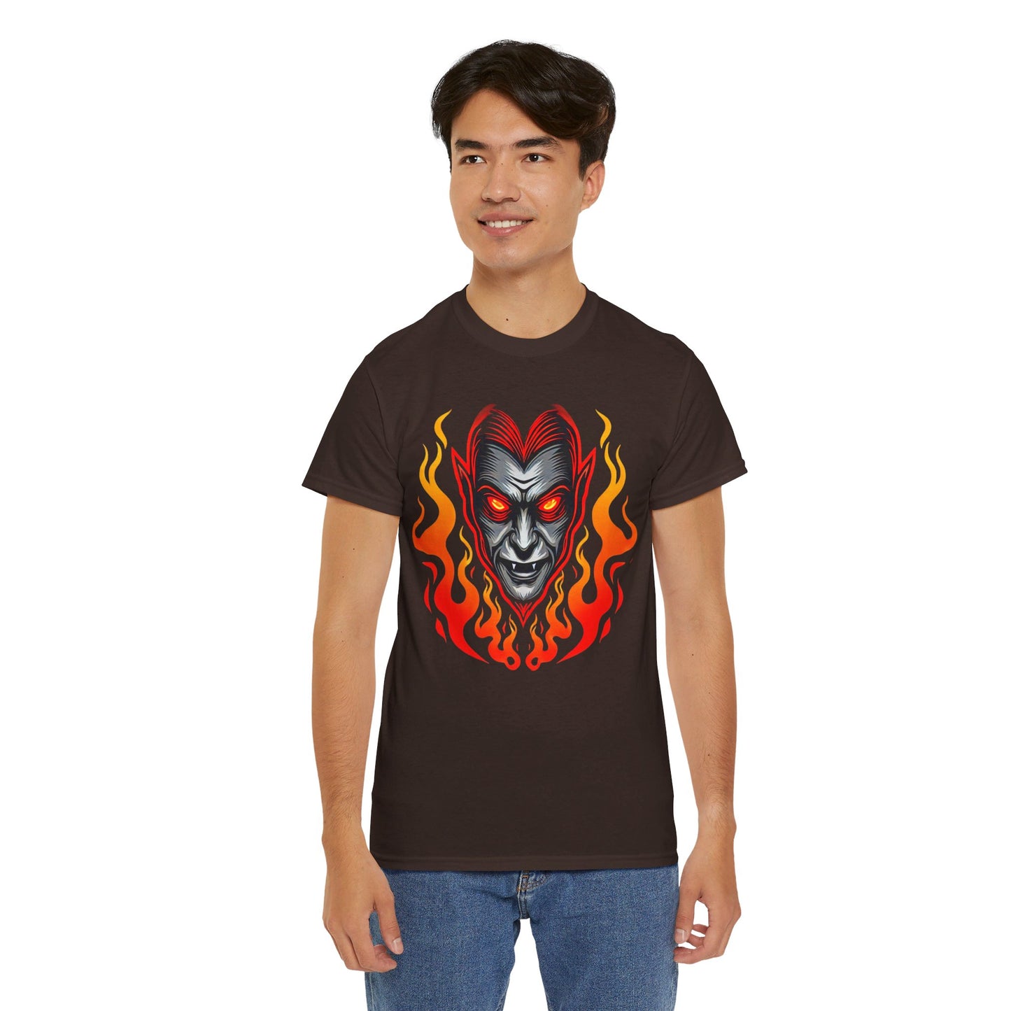 Flaming Fire Vampire - Graphic Unisex Heavy Cotton Tee