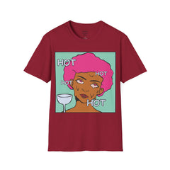 HOT Pink Cotton Candy Haired Pop Art Lady Unisex Softstyle T-Shirt