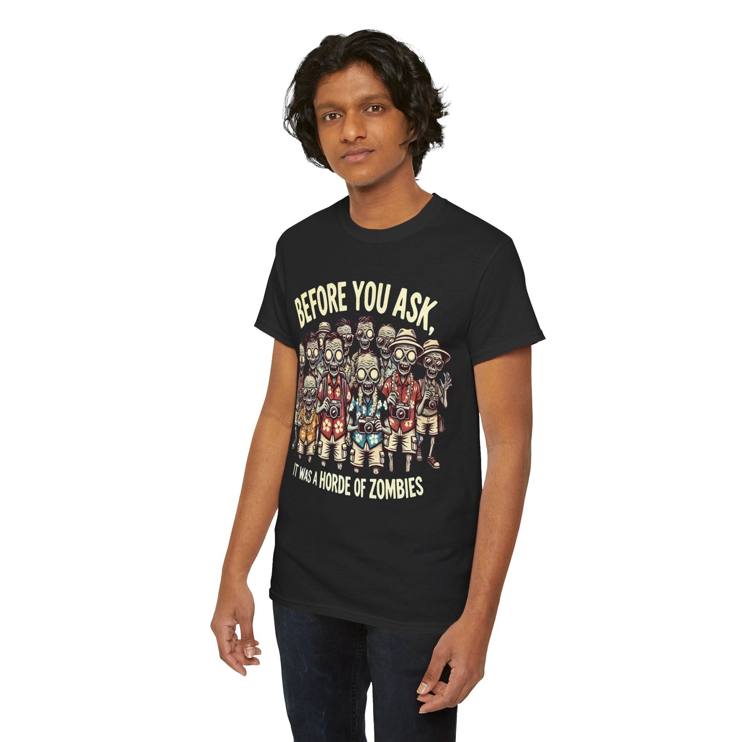 Before You Ask It Was A Horde Of Zombies - Unisex Garment-Dyed T-shirt