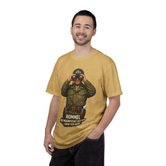 Graphic T-Shirt — Vintage WWII General George Patton Binoculars Design with "Rommel You Magnificent Bastard" Text