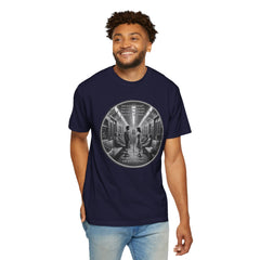 Don;t Stop Believing Subway Reflection T-Shirt — Vintage Black & White Urban Photo Tee