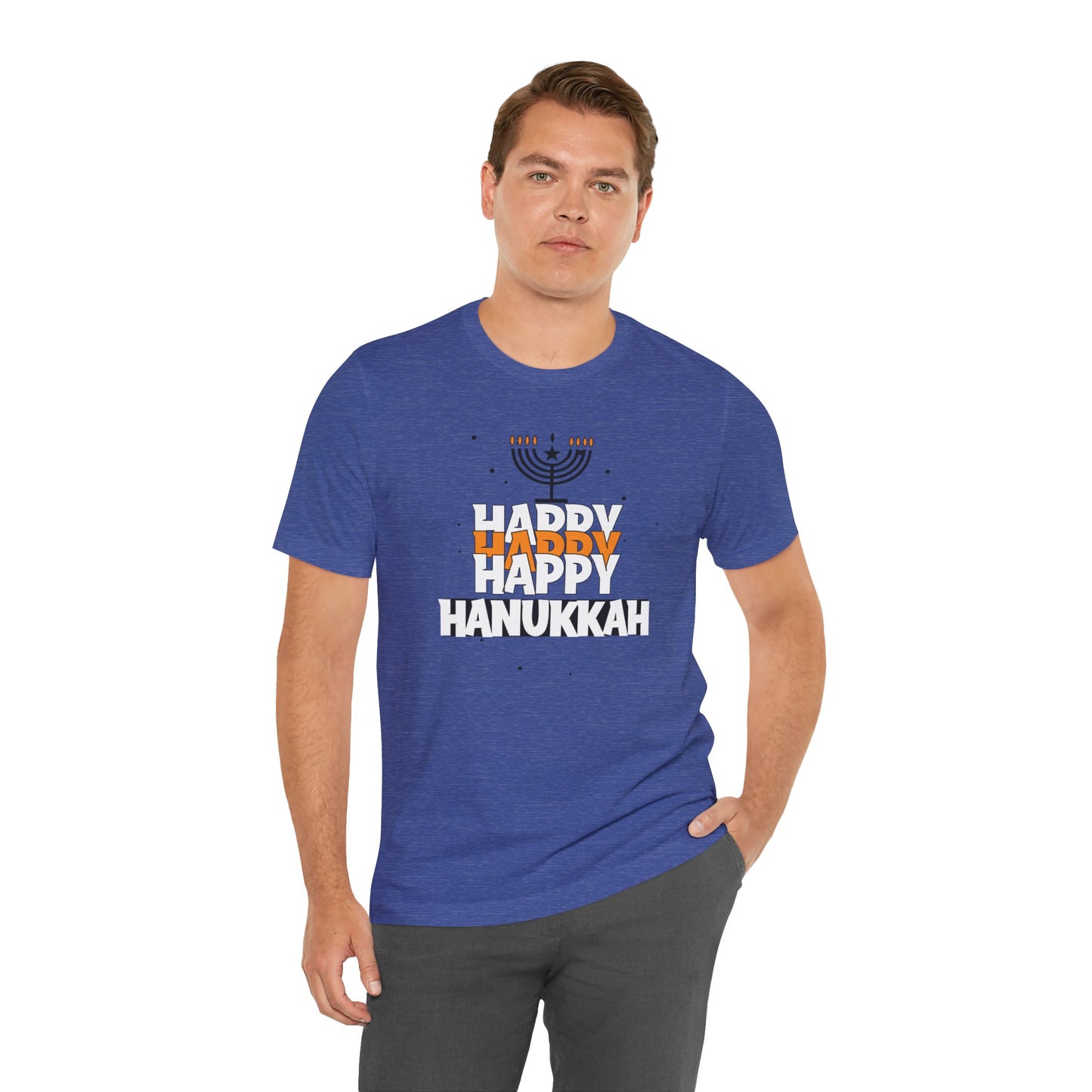 Happy Hanukkah Menorah - Unisex Jersey Short Sleeve Tee