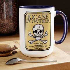 IOCANE Powder label with skull and crossbones Don't have a cup of coffee with Vizzini / Princess Bride / 80s Movies / Two-Tone Mugs, 15 oz.
