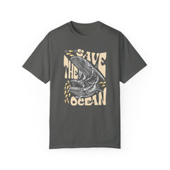 Whales, Save The Ocean -  Graphic Unisex Garment-Dyed T-shirt