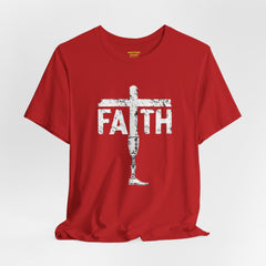 Faith Cross Prosthetic Leg T‑Shirt — Amputee Inspirational Christian Tee