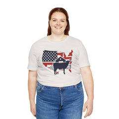 Red White and Blue Farmer Graphic, Unisex Jersey Short Sleeve Tee