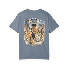 Back Graphic "Who Let the Cats Out?" Baldwin Harbor Animal Hospital Cute Vet Clinic T Shirt