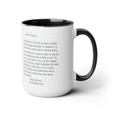 Rebel Nerd Jock Princess Basketcase Don't You Forget About Me & The Letter - Two-Tone Mugs, 15oz / The Breakfast Club / 80s Movies /