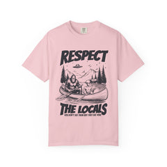 Bigfoot and Alien Outdoor Canoe Adventure - Respect The Locals T-Shirt