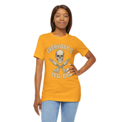 Fitness Tee | Leg Amputee Funny Skull, Everyday Leg Day Gym Shirt, Workout Top