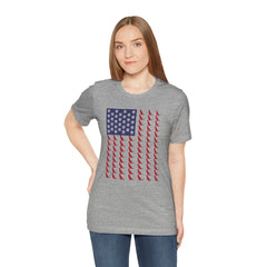 Personalized Dog Silhouette on American Flag - Tell us your dog breed, Unisex Short Sleeve Tee, Golden Retriever Silhouette Shown, Patriotic Shirt, Patriotic Pooch