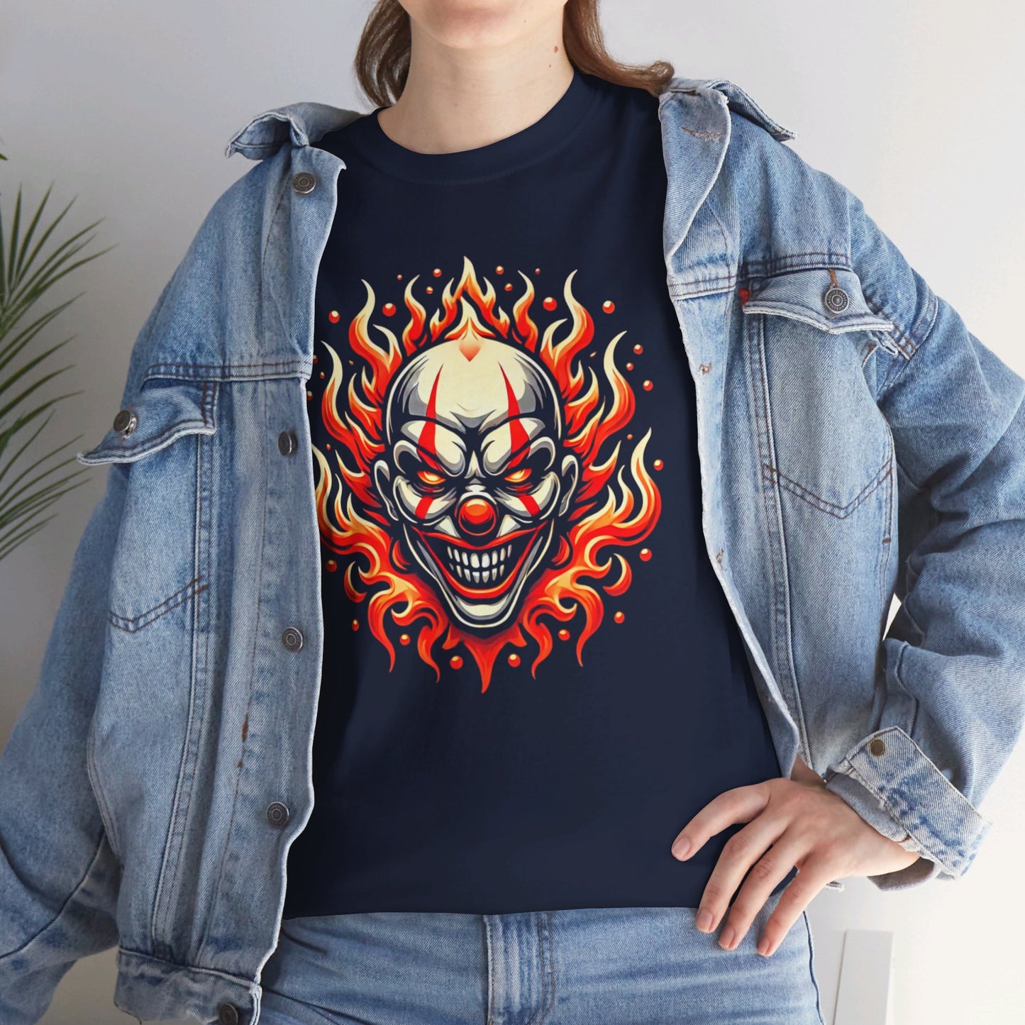 Flaming Fire Clown - Graphic Unisex Heavy Cotton Tee