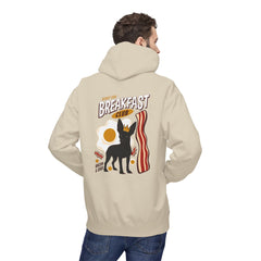 Breakfast Club Hoodie — Cute Black Dog, Bacon & Egg Graphic Pullover