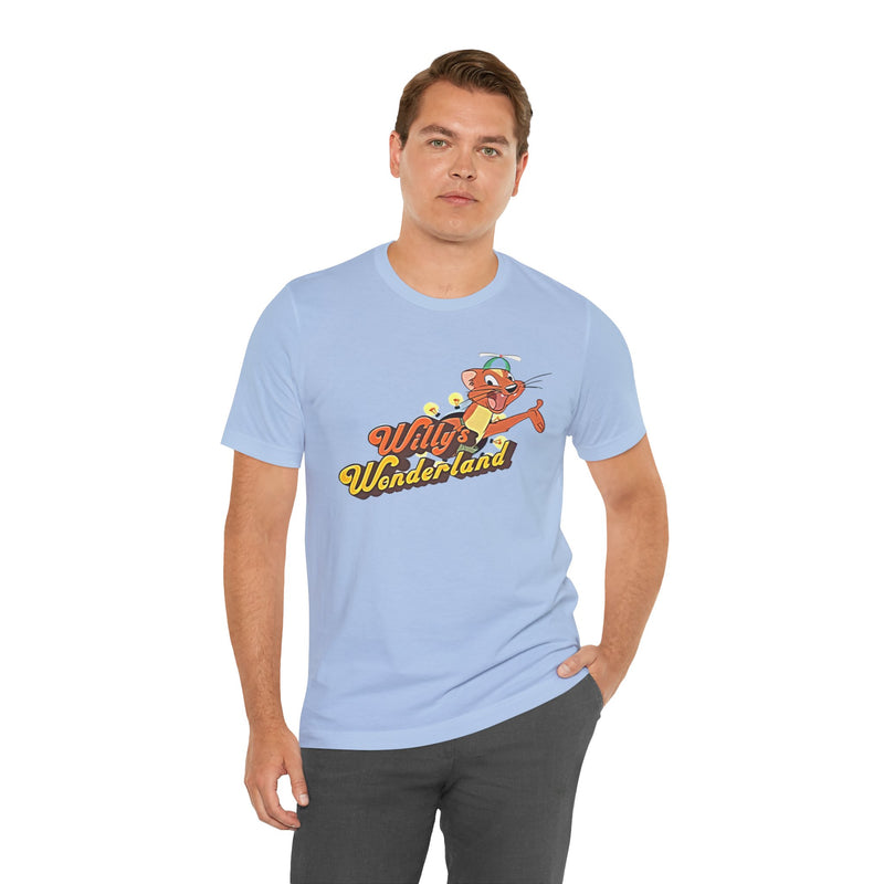 Willy's Wonderland Unisex Tee, Fun Graphic Tee, Casual Shirt, Gift for Fans, Summer Outfit, Movie Inspired Apparel