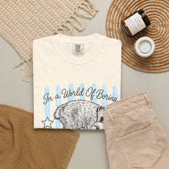 Be A Timothy T-Shirt — Retro Raccoon Graphic Tee ("In a World of Boring")