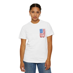 Patriotic Car Graphic Unisex T-Shirt - Vintage American Flag Design