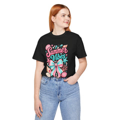 Summer Vibes Tee — Pastel Seashell Bow Beach T-Shirt