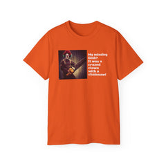My Missing Limb? It Was A Crazed Clown With A Chainsaw! - Unisex T Shirt | Amputee Humor, Limb Awareness, Prosthetic Apparel, Amputee Gift