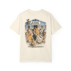 Front Logo Back Graphic Baldwin Harbor Animal Hospital "Who Let the Cats Out?" T Shirt