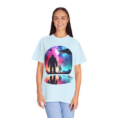 Bigfoot & Alien Nightscape T-Shirt — Sasquatch UFO Graphic Tee