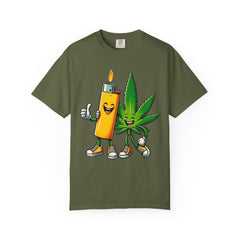 Vintage 'Lighter & Weed' Graphic T-Shirt — Relaxed Stoner/Cannabis Tee