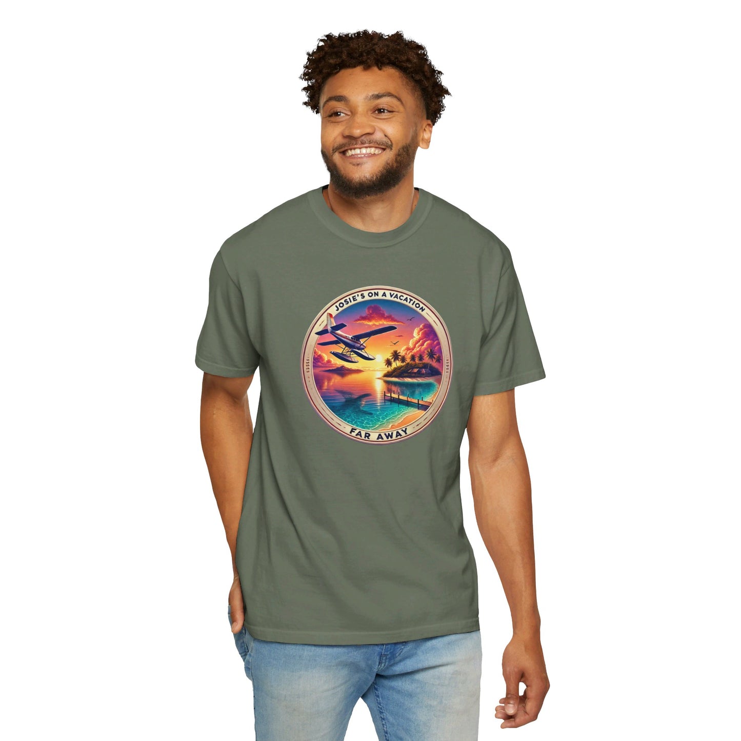 Josies On A Vacation Far Away Graphic Unisex Garment-Dyed T-shirt