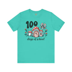 100 DAYS OF SCHOOL Toadstool House - Unisex Short Sleeve Tee | Elementary School Holiday, Teacher Apparel, Kids Motivation, Teacher Sarcasm