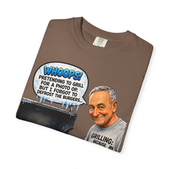 Grill Master Grandpa Funny BBQ T-Shirt — "Whoops! Pretending to Grill for a Photo" Graphic Tee