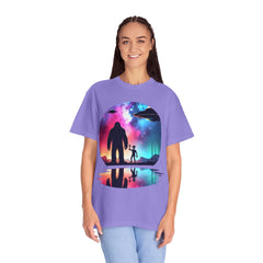 Bigfoot & Alien Nightscape T-Shirt — Sasquatch UFO Graphic Tee