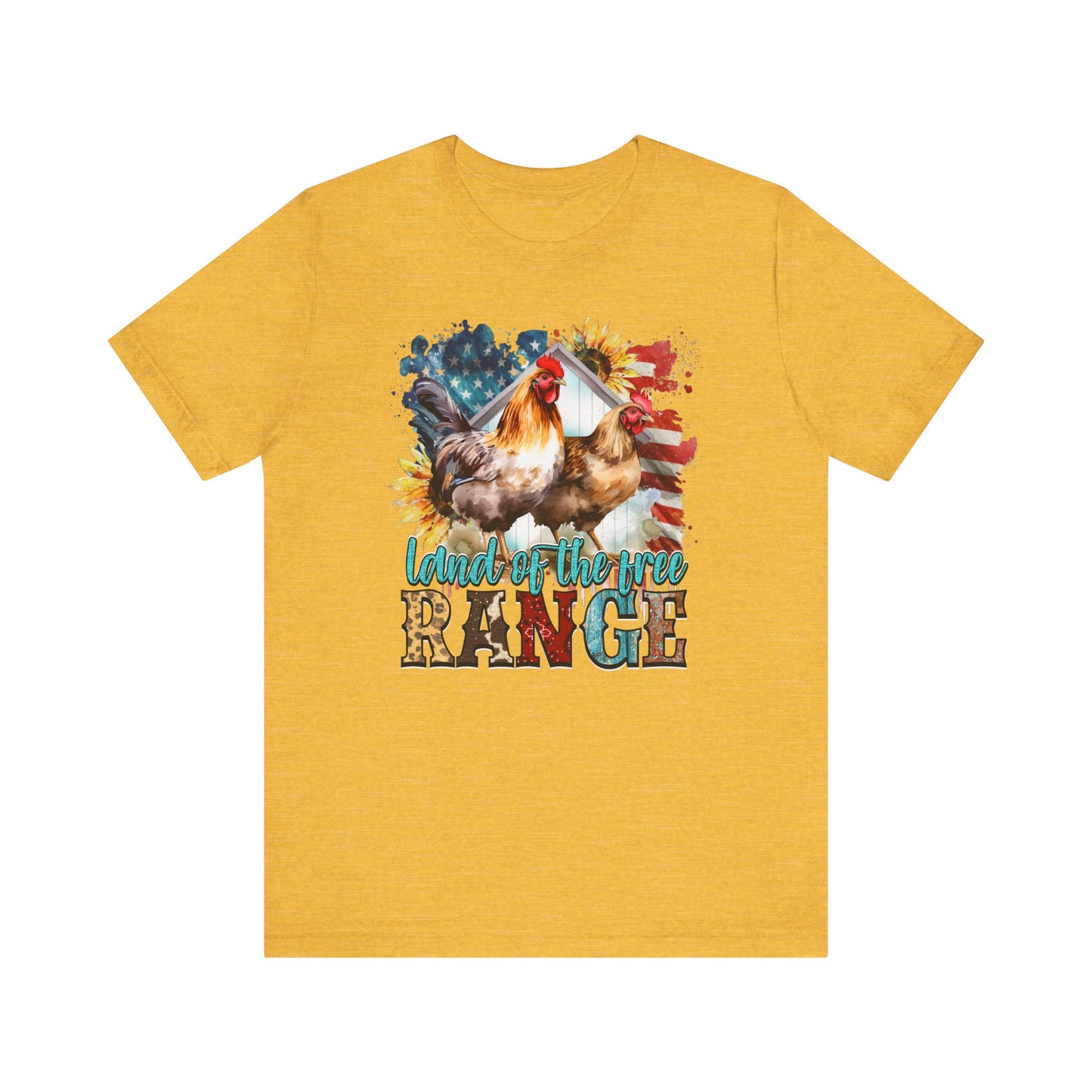 Land Of The Free RANGE Chicken Graphic, Unisex Jersey Short Sleeve Tee