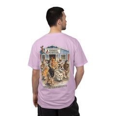 Front Logo Back Graphic Baldwin Harbor Animal Hospital "Who Let the Cats Out?" T Shirt