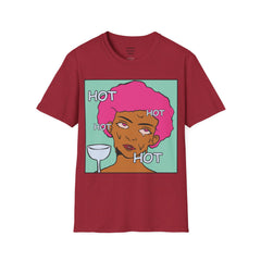 HOT Pink Cotton Candy Haired Pop Art Lady Unisex Softstyle T-Shirt