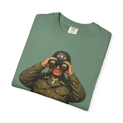 Graphic T-Shirt — Vintage WWII General George Patton Binoculars Design with "Rommel You Magnificent Bastard" Text