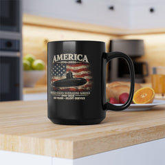 125th Submarine Service Coffee Mug — America 1776–2026 250th Anniversary Tribute (Black)