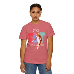 Stay Fat Lazy and Happy Cat - Graphic Unisex Garment-Dyed T-shirt