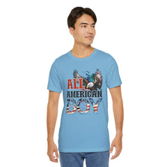 All American Boy With Eagle Graphic, Unisex Jersey Short Sleeve Tee
