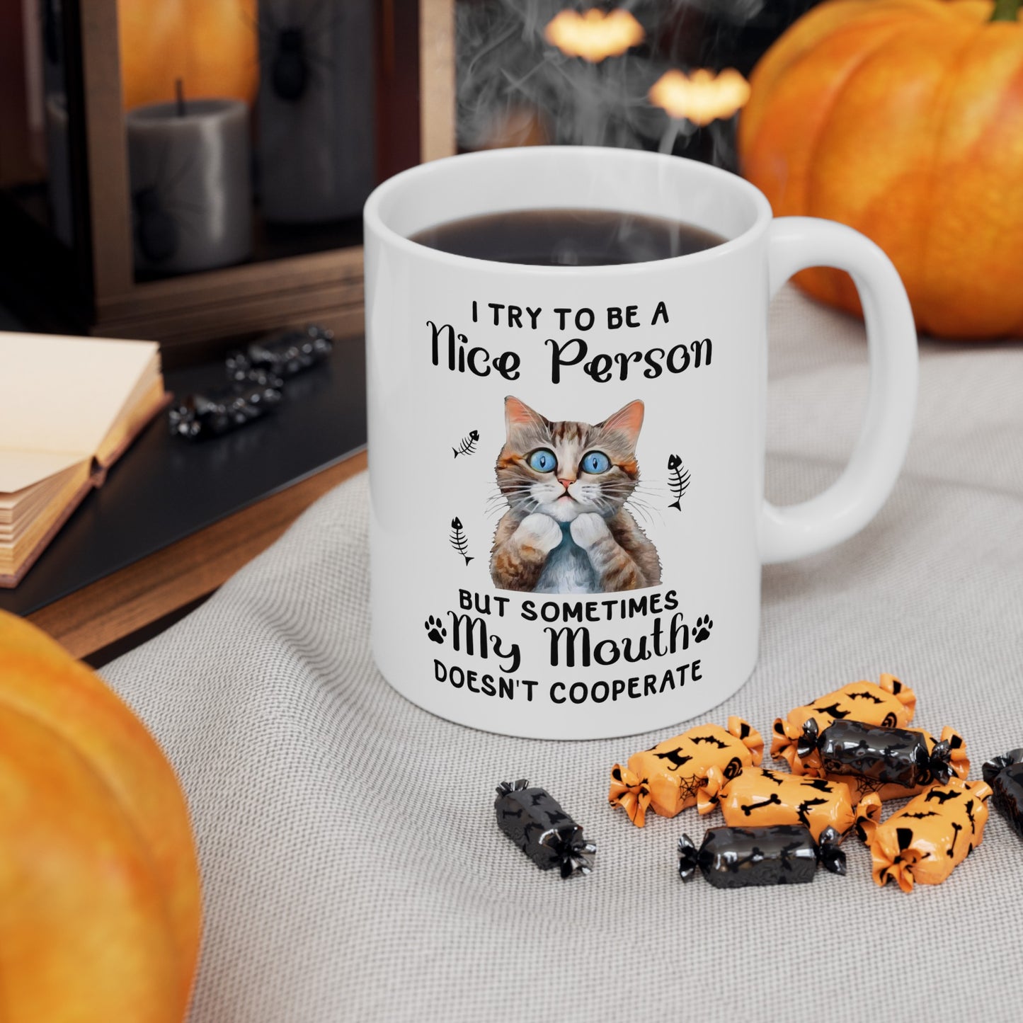 Cat lover mug, cat confession mug, ceramic cat mug, 11oz, 15oz, sarcastic cat gift, funny cat mug, graphic cat gift, funny cat gift