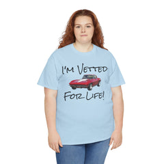 Red Corvette Summer Unisex Tee - I'm Vetted For Life Front and Back Image T Shirt