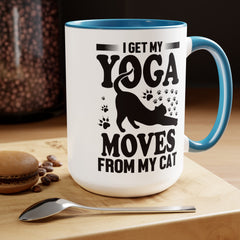 Funny Cat Graphic Mug, I Get My Yoga Moves From My Cat, Feline Mug, Pet Lover, Yoga Lover Mug, Cat Lover Mug, Gift for her, Workout Mug, Gift for Mom